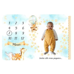 Lençol Cenário para Foto Mêsversário Animais Minhaestrelinha Minha Estrelinha Lençol Mesversario, Ce - 1