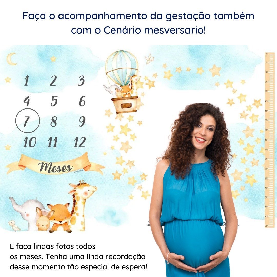 Lençol Cenário para Foto Mêsversário Animais Minhaestrelinha Minha Estrelinha Lençol Mesversario, Ce - 4