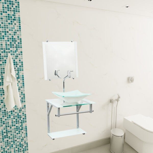 Gabinete para Banheiro de Vidro Roma 40cm - Branco - 1