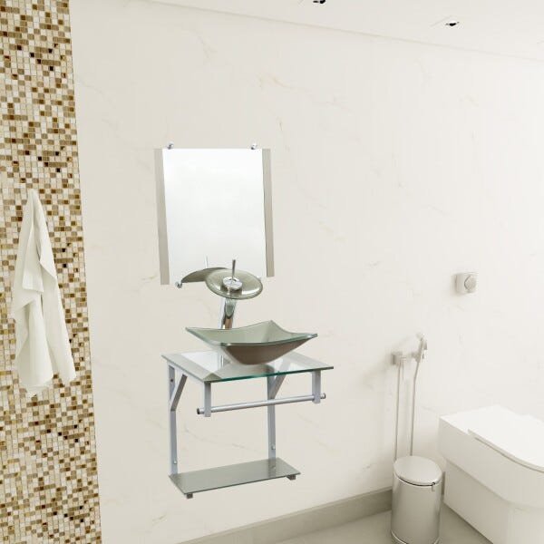 Gabinete Para Banheiro De Vidro Roma 40 Cm - Creme - 2