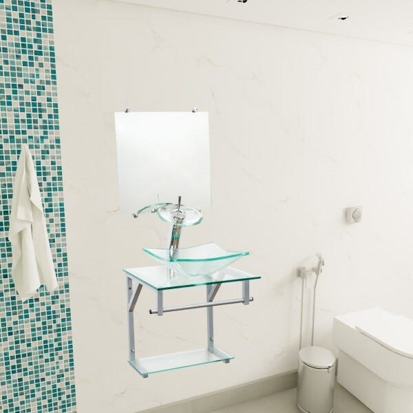 Gabinete Para Banheiro De Vidro Roma 40 Cm - Verde claro - 2
