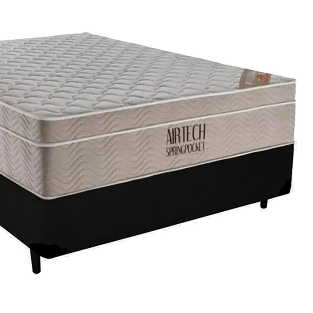 Cama Box Casal Suede + Colchão Ortobom Airtech Molas Ensacadas 138x188x65 Cor:preto - 6