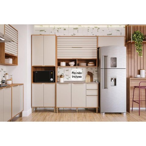 Cozinha Completa Esplêndida 4 Peças (2aéreos+1balcão+1torrequente) C4p182 Freijo/off White - Mgm