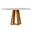 Ver imagem 1 de Mesa de Jantar para 4 Lugares 1,35m Lectus Tampo em Mdf com Vidro Ypê/off White - New Ceval 23133/96