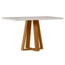 Mesa de Jantar para 4 Lugares 1,35m Lectus Tampo em Mdf com Vidro Ypê/off White - New Ceval 23133/96 - 1