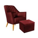 Ver imagem 1 de Poltrona Orion Bordada com Puff Quasar Suede Bordô Aradecor