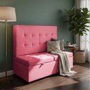 Ver imagem 1 de Canto Alemão Recamier Bau + Painel Madri 140cm Suede Pink - Inova Decor