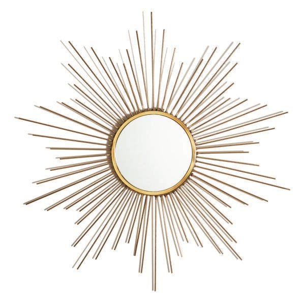 Espelho Redondo Moldura Sol - Espelho Decorativo Dourado 50cm