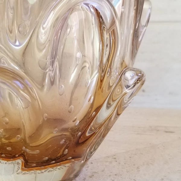 Vaso Grande de Murano São Marcos - Cor Lilás com Âmbar - 3