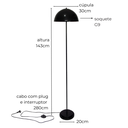 Ver imagem 3 de Luminária de Piso Abajur Chão Komaco Preto