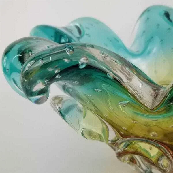 Centro de Mesa de Murano São Marcos - Cristal Verde e Âmbar 25cm - 3