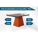 Ver imagem 2 de Conjunto: Mesa Sala Jantar Luna C/ Tampo Madeirado C/ Vidro Canto Curvo 90x90cm e 4 Cadeiras