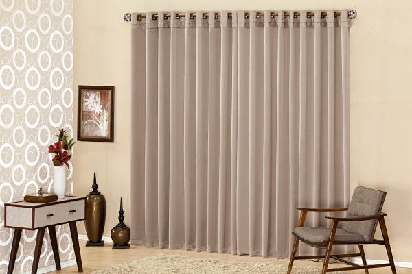 Cortina Áustria 2,00 x 2,30 Semi Blackout Varão Simples Avelã - 1