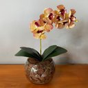 Ver imagem 1 de Arranjo De Orquídea Rosa Tigre Centro De Mesa Vaso Incolor