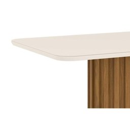 Mesa de Sala Jantar Solana Sc68 + Tampo Madeirado Vidro Curvo 160x90cm Nature-off White - 2 Mesa de Sala Jantar Solana Sc68 + Tampo Madeirado Vidro Curvo 160x90cm Nature-off White - 2