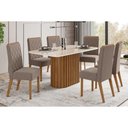 Ver imagem 5 de Mesa de Sala Jantar Solana Sc68 + Tampo Madeirado Vidro Curvo 160x90cm Nature-off White