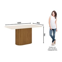 Mesa de Sala Jantar Solana Sc68 + Tampo Madeirado Vidro Curvo 160x90cm Nature-off White - 4 Mesa de Sala Jantar Solana Sc68 + Tampo Madeirado Vidro Curvo 160x90cm Nature-off White - 4