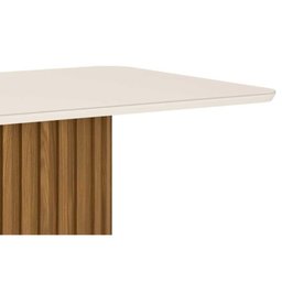 Mesa de Sala Jantar Solana Sc68 + Tampo Madeirado Vidro Curvo 160x90cm Nature-off White - 3 Mesa de Sala Jantar Solana Sc68 + Tampo Madeirado Vidro Curvo 160x90cm Nature-off White - 3