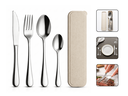 Ver imagem 1 de Jogo de Talheres Portátil Kit 5 Peças em Aço Inox com Estojo Camping