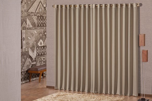 Cortina Ester 2,00 x 1,70 Blackout Varão Simples Chocolate - 1