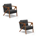 Ver imagem 1 de Kit 02 Poltronas Melissa Corino Base de Madeira Castanho - D’Rossi - Preto