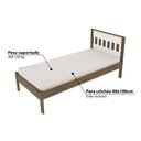 Ver imagem 3 de Cama de Solteiro com Cabeceira Ripada - Nogal/Branco
