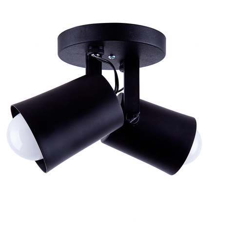 Luminária de Teto Spot Sobrepor Direcionável Fokus 2 Lâmpadas E27 Moderno Bivolt:Preto/110/220V