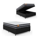 Ver imagem 1 de Cama Box Baú Casal Colchão Molas 138X188X63Cm Branco / Preto