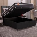 Ver imagem 6 de Cama Box Baú Casal Colchão Molas 138X188X63Cm Branco / Preto