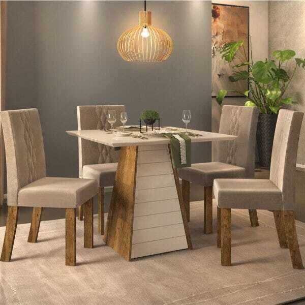 Conjunto Mesa de Jantar Sé com 4 Cadeiras Elis - 2