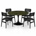 Ver imagem 2 de Mesa de Jantar Saarinen Redonda 110 cm Tampo Mármore Verde Vitória Régia Base Laca Preta