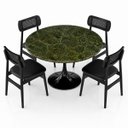 Ver imagem 3 de Mesa de Jantar Saarinen Redonda 110 cm Tampo Mármore Verde Vitória Régia Base Laca Preta