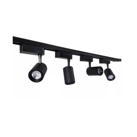 Trilho Eletrificado 2M + 4 Spot LED 7W 6000K Bivolt Preto