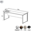 Ver imagem 3 de Mesa Diretor com Caixa de Tomadas e Porta Objetos para Escritório 180cm Corporate Macadâmia e Branco Marrom
