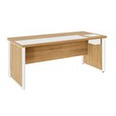 Ver imagem 2 de Mesa Diretor com Caixa de Tomadas e Porta Objetos para Escritório 180cm Corporate Macadâmia e Branco Marrom