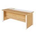 Ver imagem 4 de Mesa Diretor com Caixa de Tomadas e Porta Objetos para Escritório 180cm Corporate Macadâmia e Branco Marrom