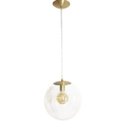 Ver imagem 1 de Pendente Redondo Esfera 30cm Dourado e Vidro Cristal Madelustre