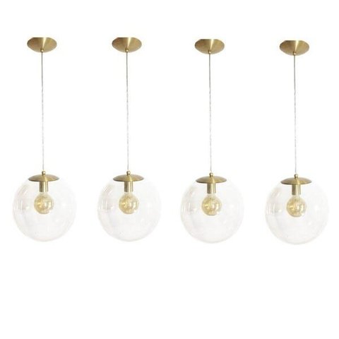 Kit 4 Pendente Redondo Esfera 30cm Dourado e Vidro Cristal Madelustre