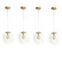 Ver imagem 1 de Kit 4 Pendente Redondo Esfera 30cm Dourado e Vidro Cristal Madelustre
