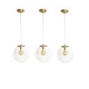 Ver imagem 1 de Kit 3 Pendente Redondo Esfera 30cm Dourado e Vidro Cristal Madelustre
