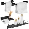 Kit Acessórios Banheiro Papeleira Porta Shampoo Prateleira e Suportes Toalheiros Banho e Rosto Grafi - 1