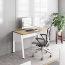 Ver imagem 2 de Estação Trabalho Plataforma Individual com Caixa de Tomadas Pés Cavalete 135cm Industrial Executive Macadâmia E Branco