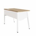 Ver imagem 5 de Estação Trabalho Plataforma Individual com Caixa de Tomadas Pés Cavalete 135cm Industrial Executive Macadâmia E Branco