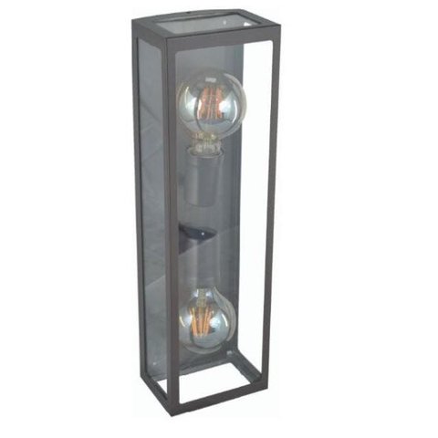 Arandela Externa Retro Retangular 5 Vidros Dupla 40cm Marrom