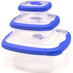 Jogo de Potes Plástico Herméticos Quadrado com Tampa Sanremo - 1