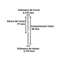 Fresa Topo 1 Corte 3,175mm X 17mm - 2