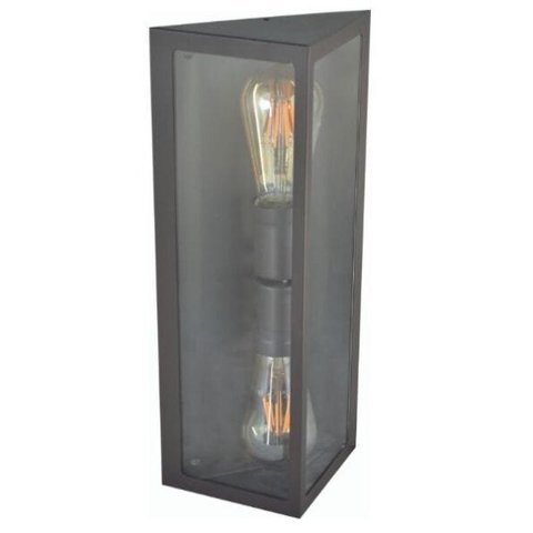 Arandela Externa Retro Triangulo 2 Vidros Dupla 40cm Marrom