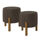 Ver imagem 2 de Kit 2 Puffs Decorativo Redondo Banqueta Sala Quarto Escritório Pés Madeira Zuppy - Marrom Suede