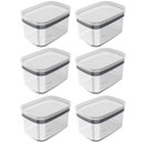 Ver imagem 1 de Kit 6 Potes Herméticos Retangulares Pequenos com Tampa 650ml Porta Mantimentos Cozinha Branco