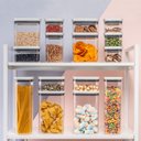 Ver imagem 2 de Kit 6 Potes Herméticos Retangulares Pequenos com Tampa 650ml Porta Mantimentos Cozinha Branco